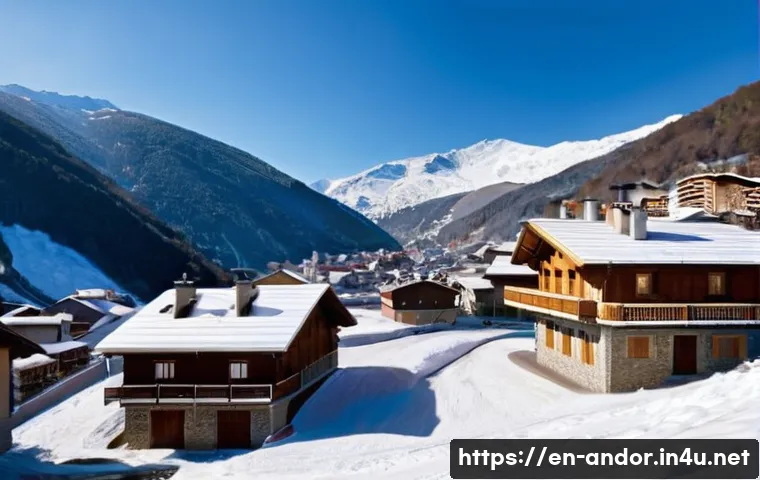 안도라에서 발생한 자연재해 사례 - **Prompt:** A breathtaking panoramic view of an Andorran mountain village nestled in the Pyrenees du...