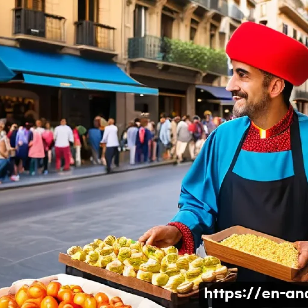 안도라에서 가볼 만한 유럽 인근 국가와의 조합 여행 - A vibrant street scene in Barcelona featuring the bustling La Rambla filled with diverse crowds, col...