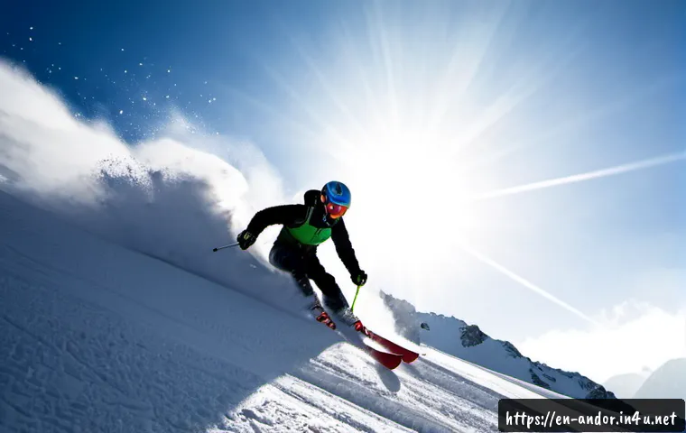 안도라의 스포츠 및 유명 선수 - Photorealistic action scene of an elite alpine skier carving sharply down a snowy Pyrenees mountain ...